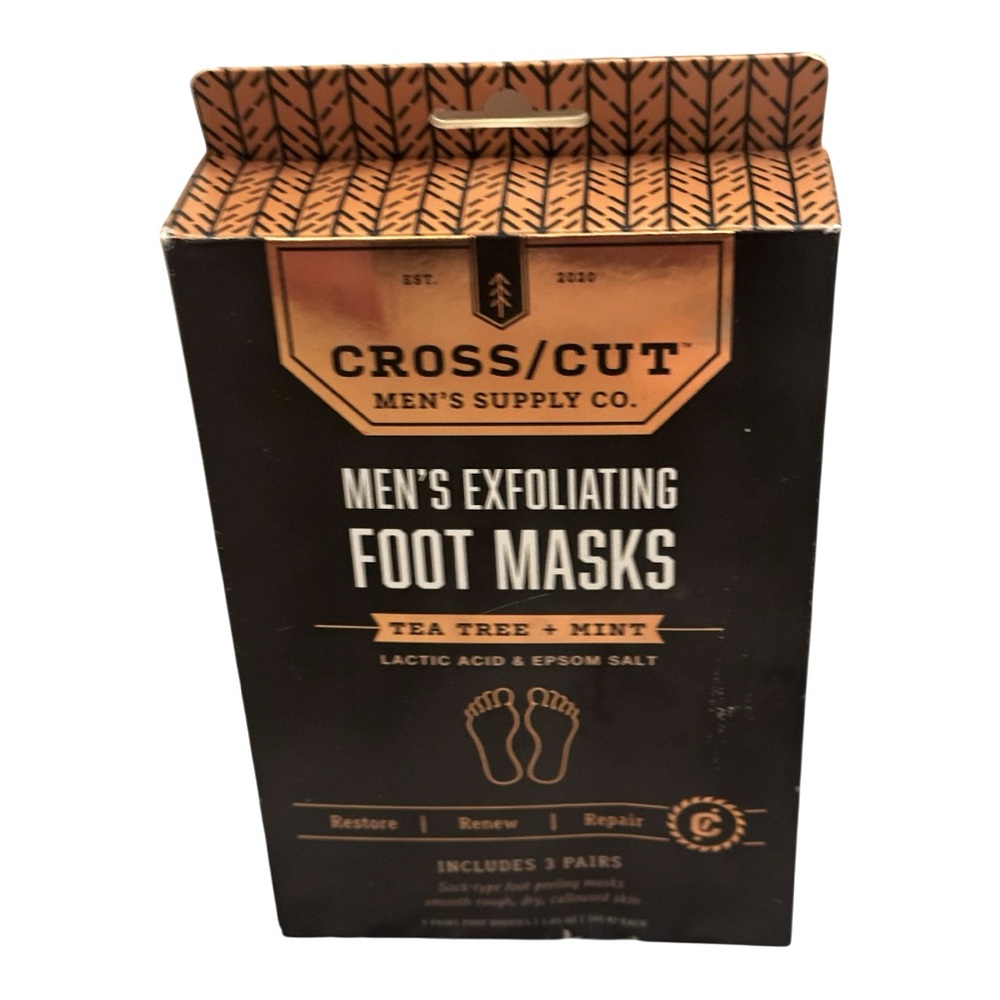 Cross/Cut Men’s Supply Co. Exfoliating Foot Masks (3 pairs foot booties) NWT